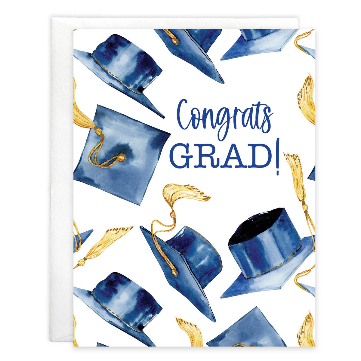 Graduation Greeting Card - Navy Grad Caps-Lemons and Limes Boutique