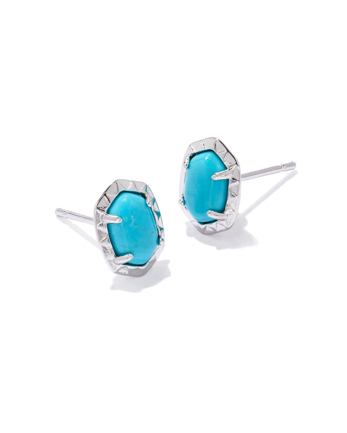 Daphne Stud Earrings in Silver Variegated Turquoise Magnesite by Kendra Scott--Lemons and Limes Boutique