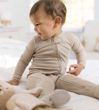 Solid Rib Organic Cotton Sleep & Play in Hummus-Lemons and Limes Boutique