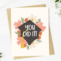 "You did it!" Floral Graduation Celebration Card-Lemons and Limes Boutique