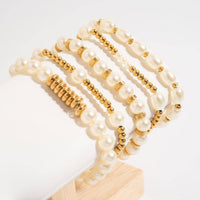 18K Gold PVD 8mm Kiska Glass Pearl Stretch Bracelet