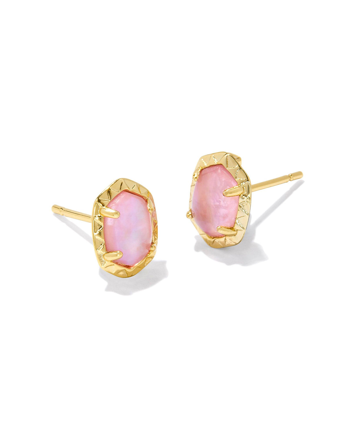 Daphne Stud Earrings in Gold Light Pink Iridescent Abalone by Kendra Scott-Lemons and Limes Boutique