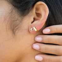 18K Gold PVD Stainless Steel Square Huggie Earrings-Lemons and Limes Boutique