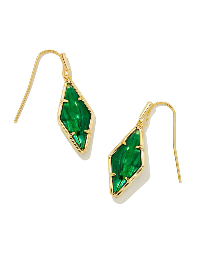 Kinsley Drop Earrings in Gold Kelly Green Illusion Kendra Scott-Lemons and Limes Boutique