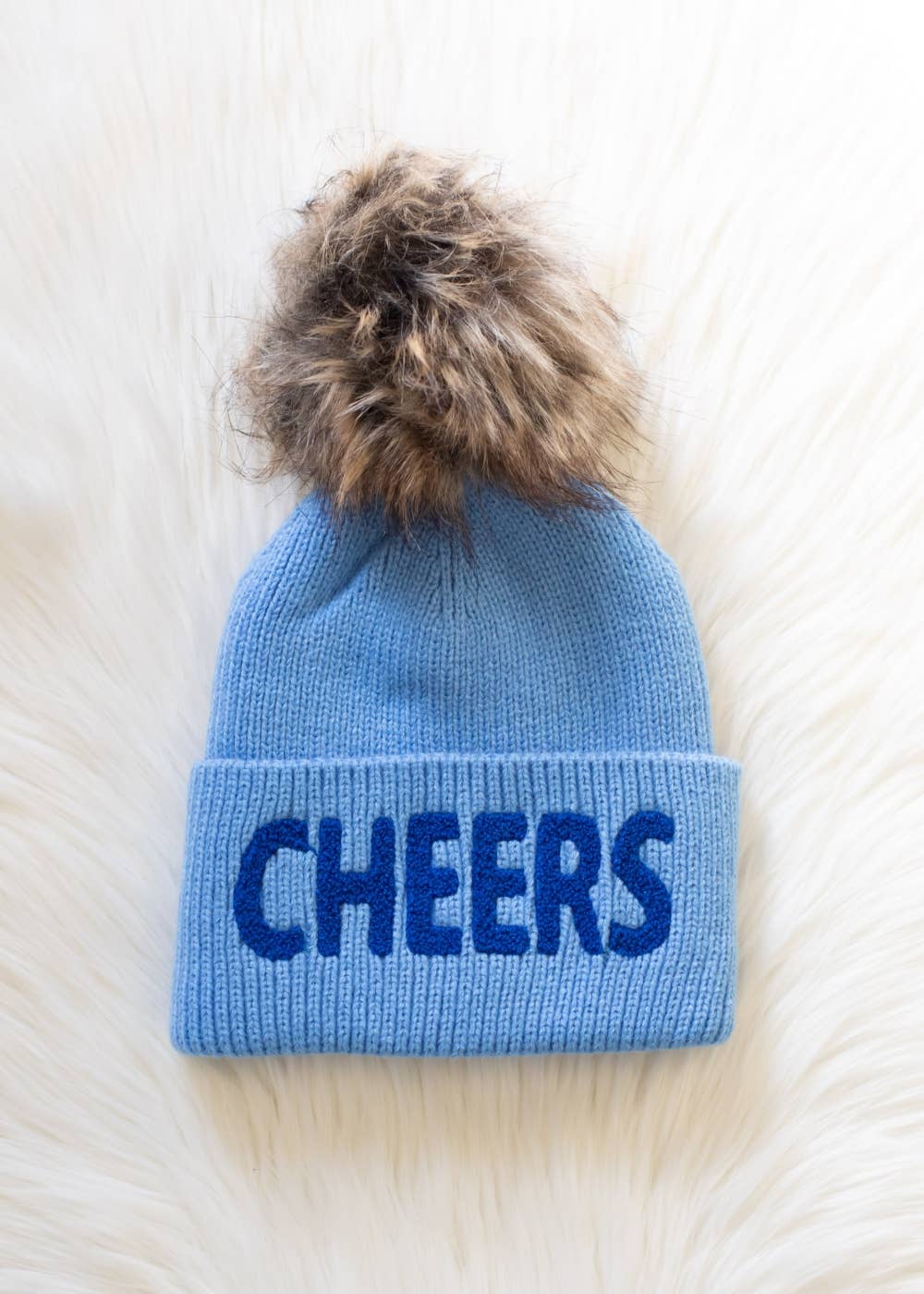 Blue Cheers Knit Pom Hat-Lemons and Limes Boutique
