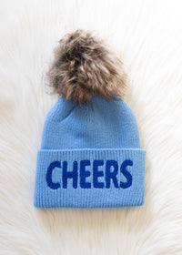 Blue Cheers Knit Pom Hat-Lemons and Limes Boutique