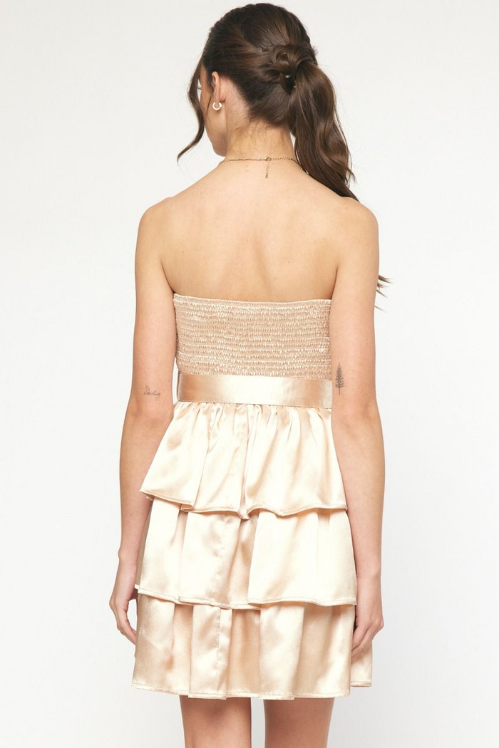 Pleated Dress in Champagne-Lemons and Limes Boutique