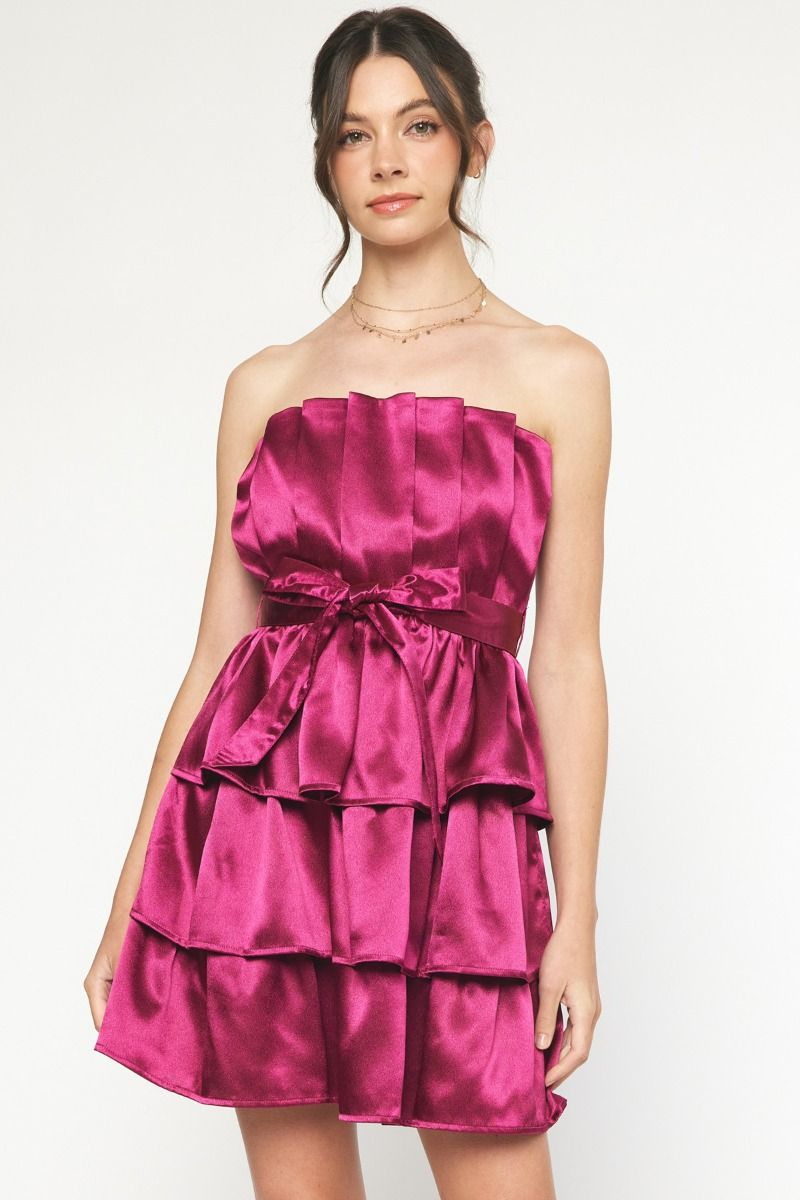 Pleated Dress in Sangria-Lemons and Limes Boutique