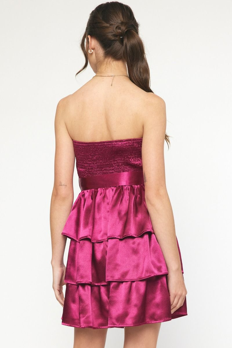 Pleated Dress in Sangria-Lemons and Limes Boutique