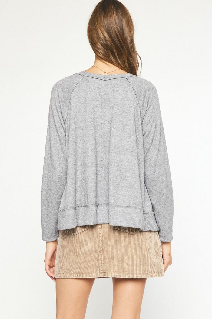 Round Neck Top in Heather Grey-Lemons and Limes Boutique