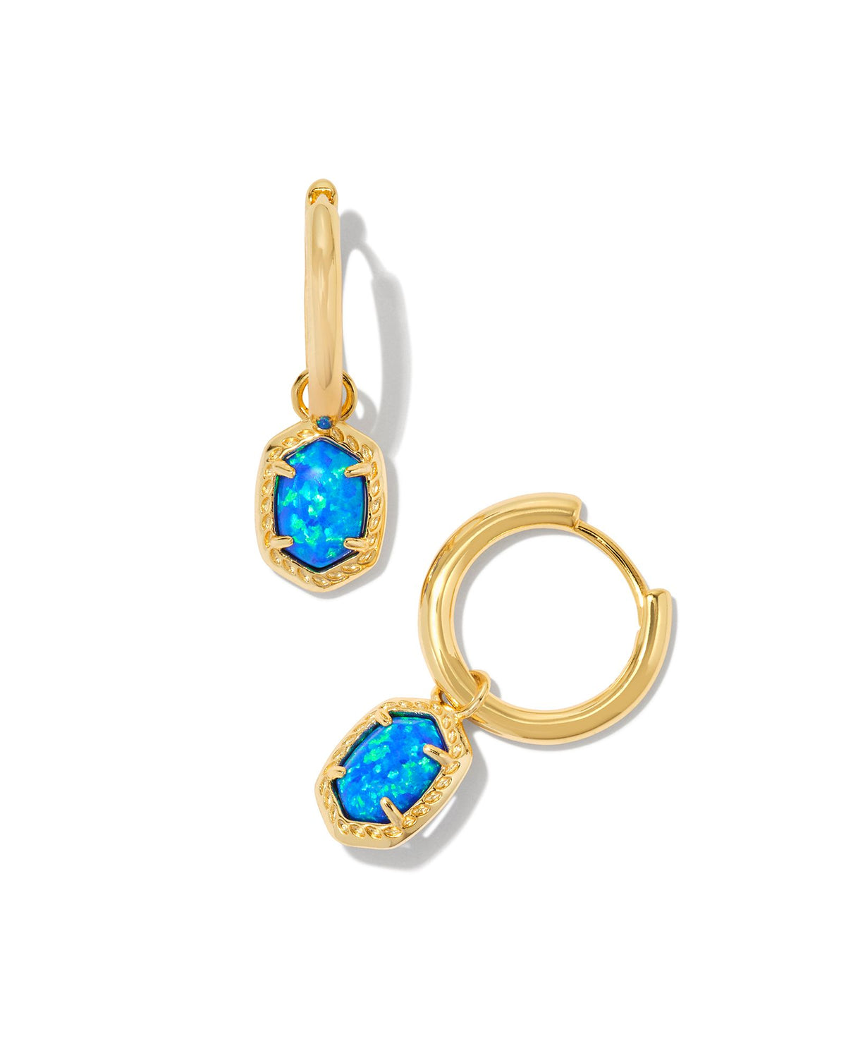 Daphne Framed Huggie Earrings in Gold Blue Kyocera Opal by Kendra Scott-Lemons and Limes Boutique