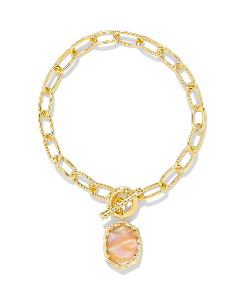 Daphne Link and Chain Bracelet in Gold Light Pink Iridescent Abalone by Kendra Scott-Lemons and Limes Boutique