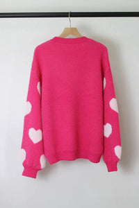 Valentine's Day Heart Sweater in Hot Pink--Lemons and Limes Boutique