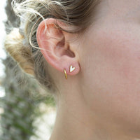 18K Gold PVD Stainless Steel White Heart Stud Earrings-Lemons and Limes Boutique