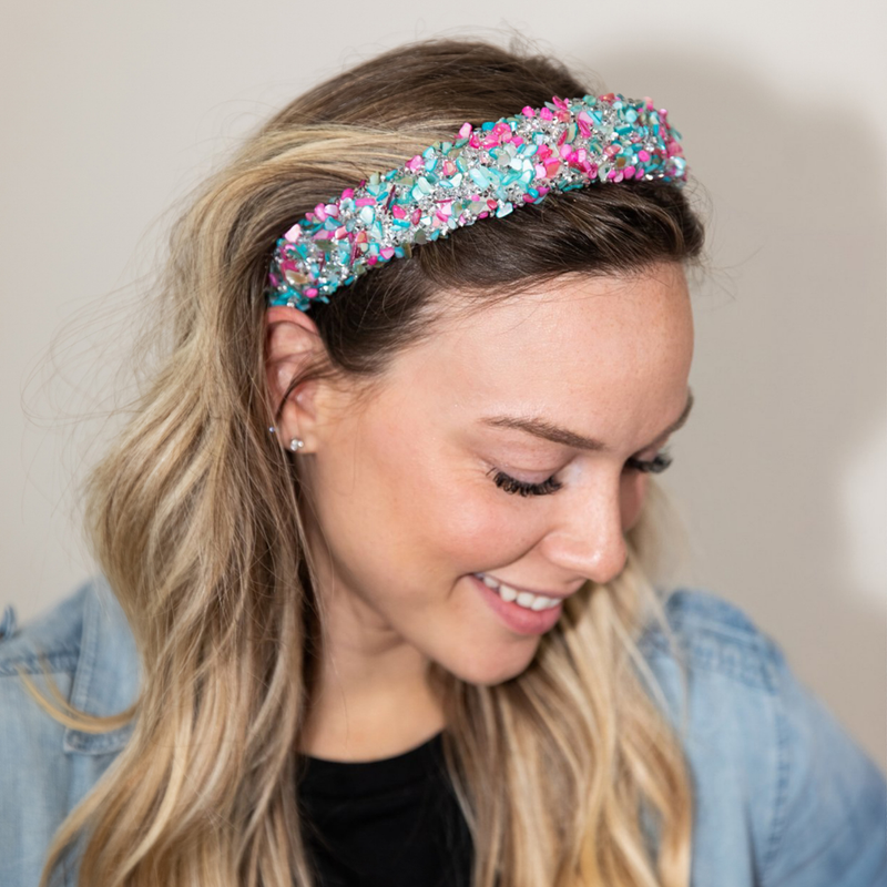 All That Glitters Headband in Bubblegum--Lemons and Limes Boutique