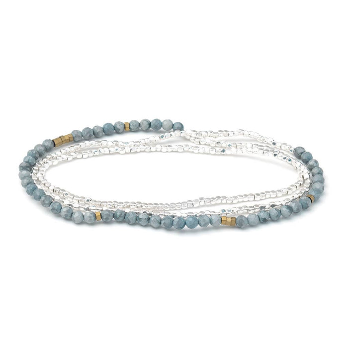 Delicate Stone Silver Blue Howlite Bracelet/Necklace- Stone of Harmony-Lemons and Limes Boutique