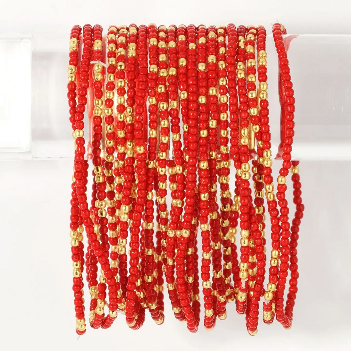 Stretch Seed Bead Solid Game Day Bracelet in Red-Lemons and Limes Boutique