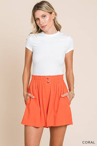 Soft Blended Button Detail Shorts in Coral-Lemons and Limes Boutique