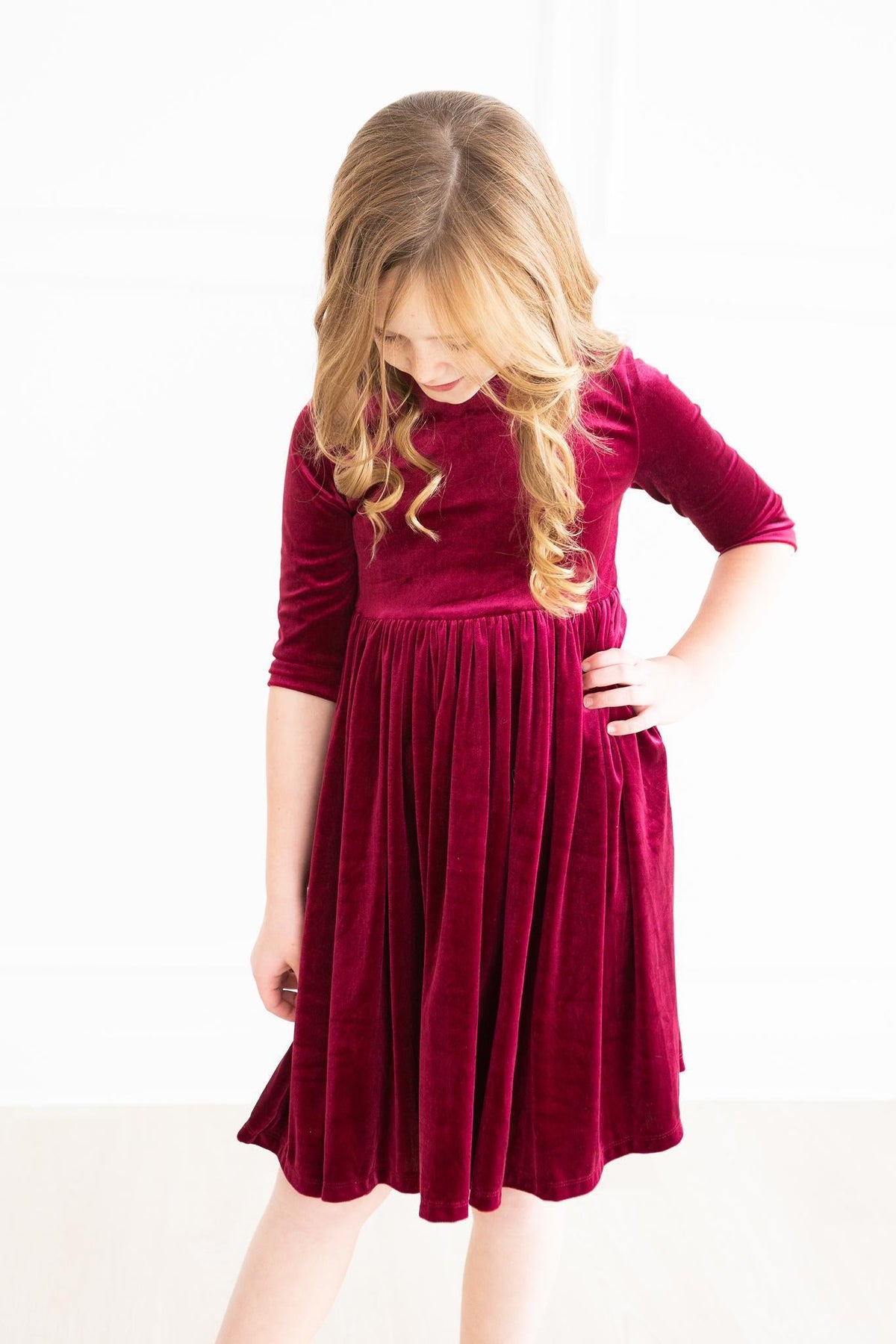 Cranberry Velvet Twirl Dress-Velvet Twirl Dress-Lemons and Limes Boutique
