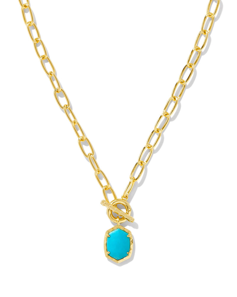 Daphne Link and Chain Necklace in Gold Variegated Turquoise Magnesite by Kendra Scott-Lemons and Limes Boutique