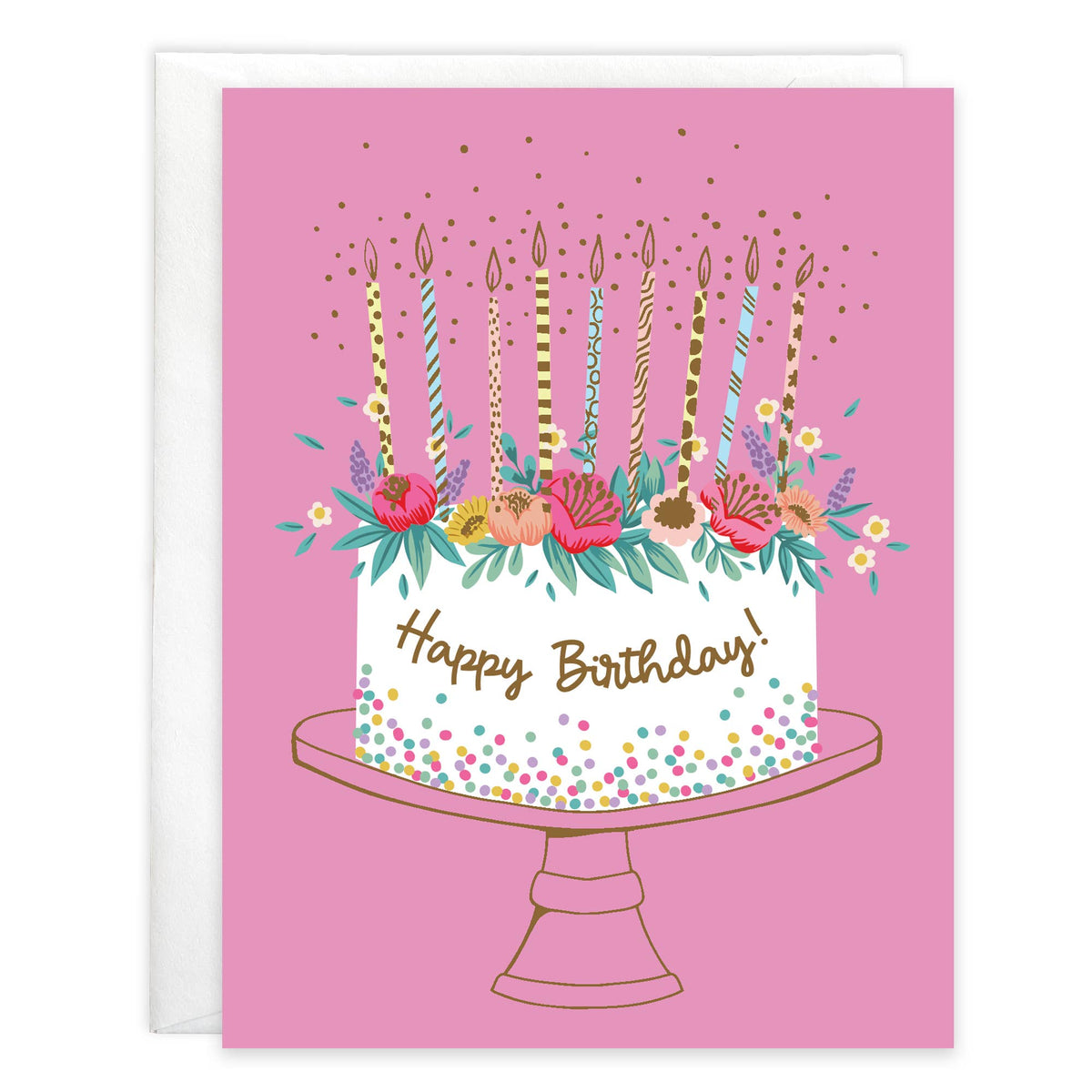 Birthday Greeting Card - Flower Birthday Cake-Lemons and Limes Boutique