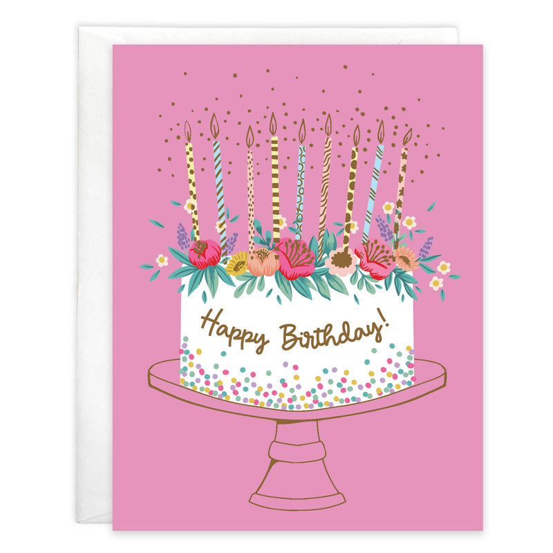 Birthday Greeting Card - Flower Birthday Cake-Lemons and Limes Boutique