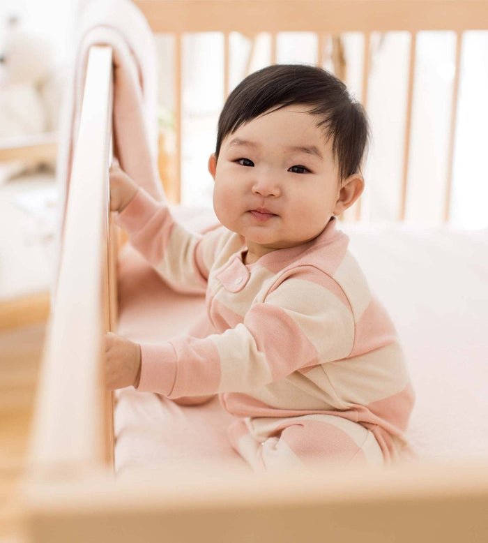 Rugby Stripe Organic Cotton Sleep & Play in Pink Sand-Lemons and Limes Boutique