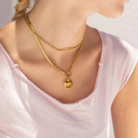 18K Gold PVD Stainless Steel Curb Charm Holder Necklace-Lemons and Limes Boutique