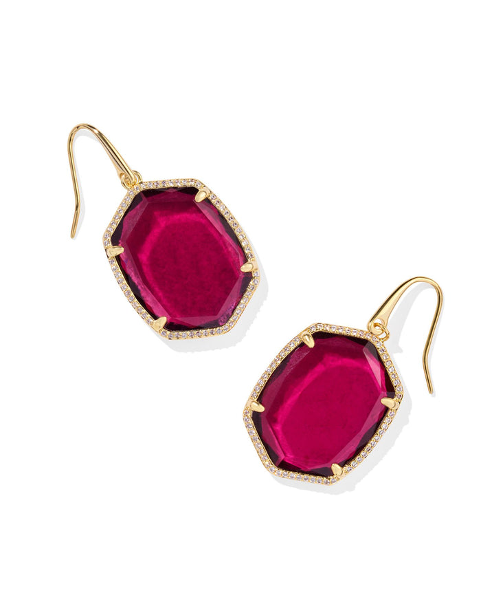 Daphne Pave Frame Drop Earring in Gold Berry Mica by Kendra Scott-Lemons and Limes Boutique