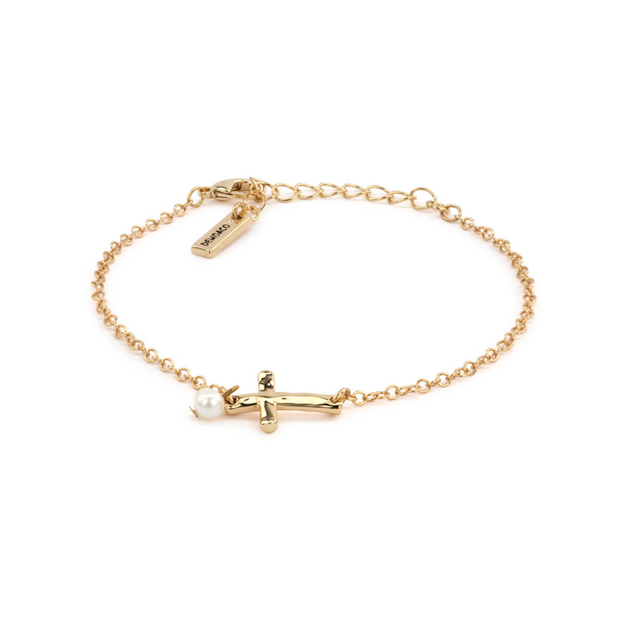 Dainty Cross Bracelet in Gold-Lemons and Limes Boutique