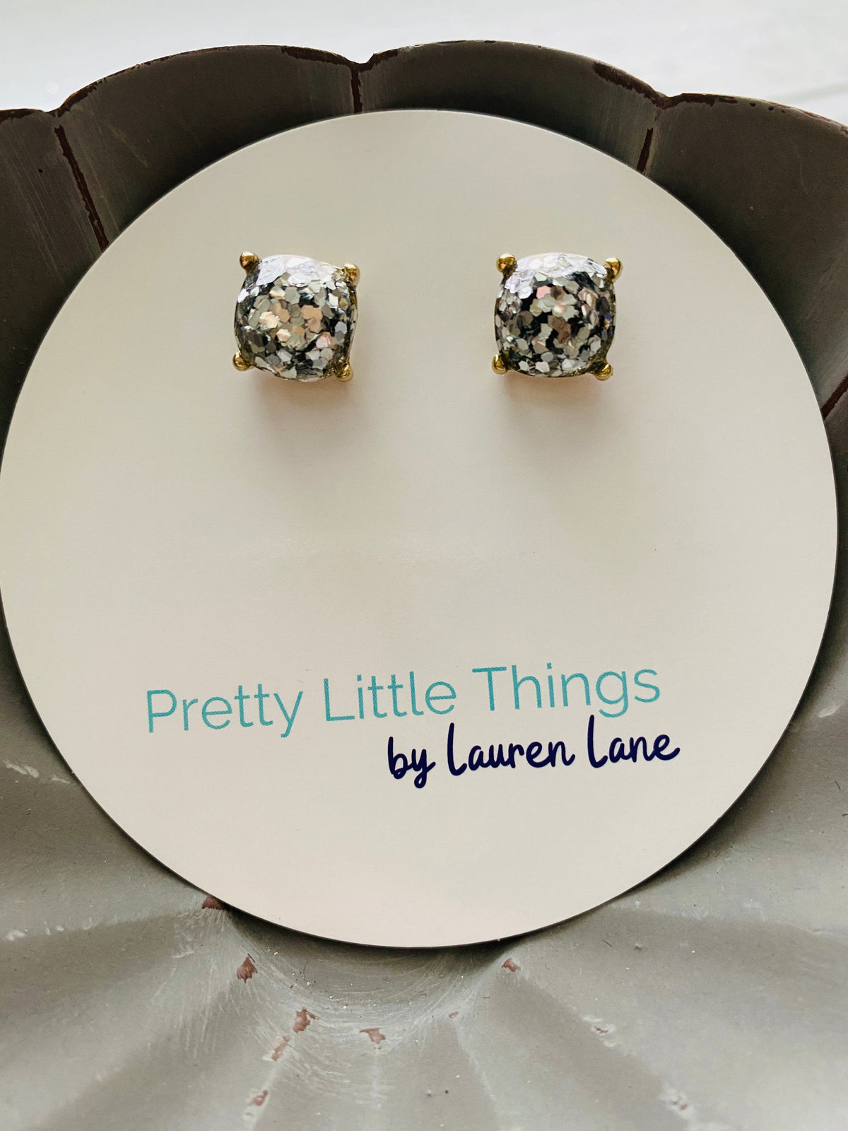 Glitter Studs Earrings-Stud Earrings-Lemons and Limes Boutique