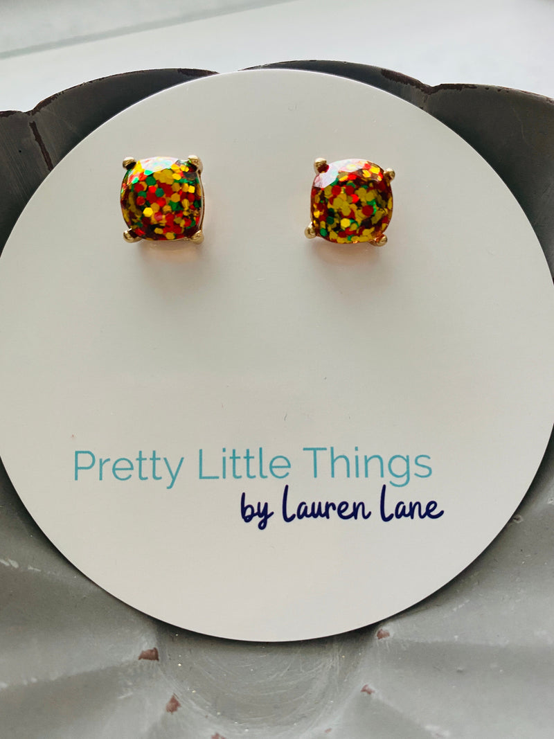 Glitter Studs Earrings-Stud Earrings-Holiday Mix-Lemons and Limes Boutique