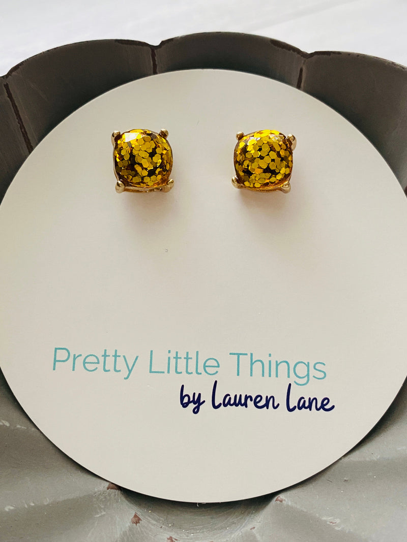 Glitter Studs Earrings-Stud Earrings-Lemons and Limes Boutique