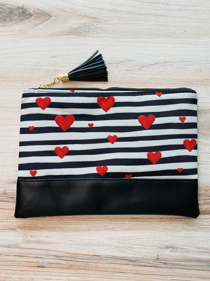 Heart Valentine's Day Love Zip Clutch-Clutch-Lemons and Limes Boutique