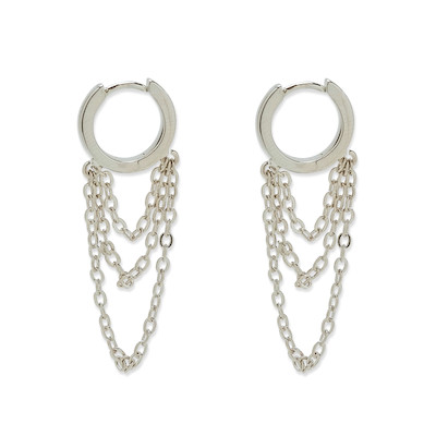 Draped Chain Hooped Earrings in Silver by Pura Vida