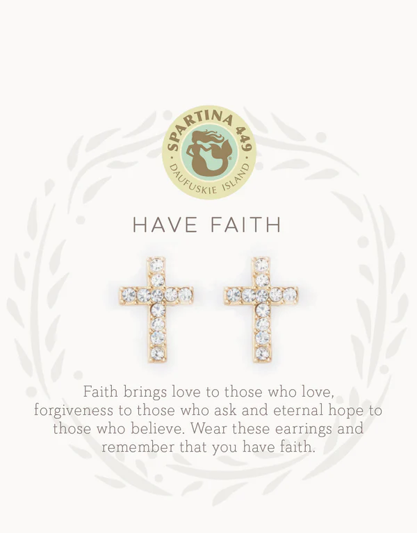 Sea La Vie Have Faith Stud Earrings in Gold-Lemons and Limes Boutique
