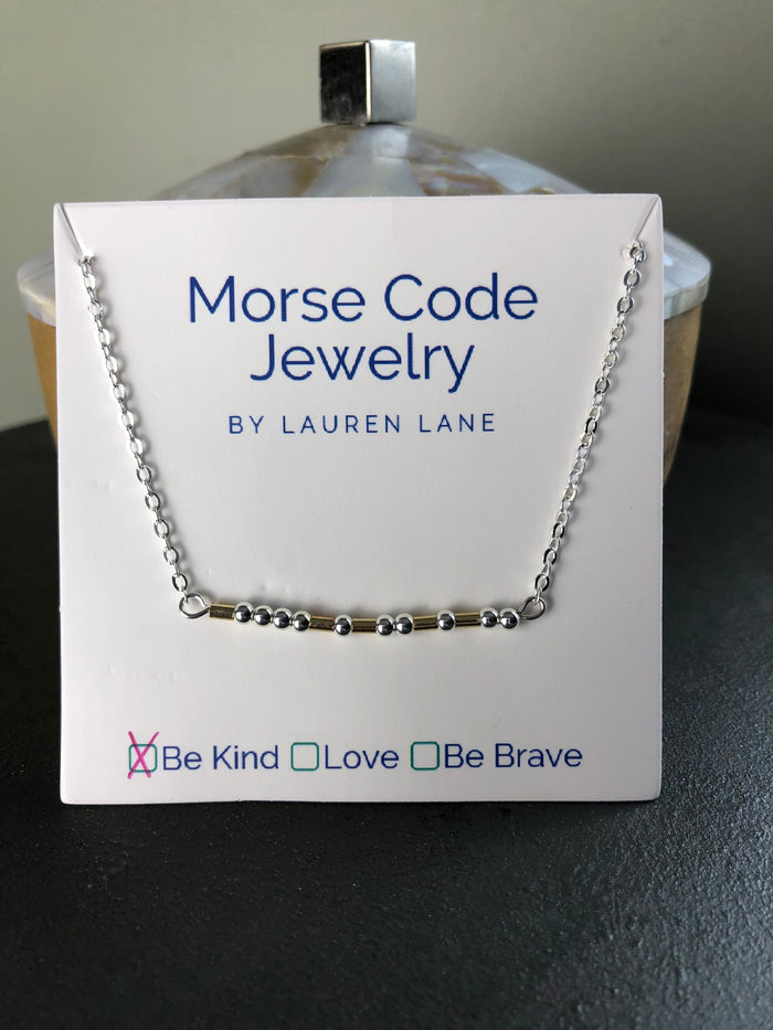 Morse Code Pendant Necklaces : Be Kind, Be Brave, Love-Necklace-Lemons and Limes Boutique