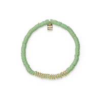 Heishi Disc & Metal Stretch Bracelet in Aqua and Gold Pura Vida--Lemons and Limes Boutique