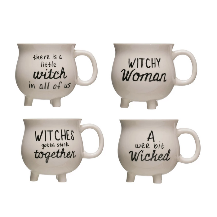 Stoneware Cauldron Mug with Witch Saying, 4 Styles-Lemons and Limes Boutique