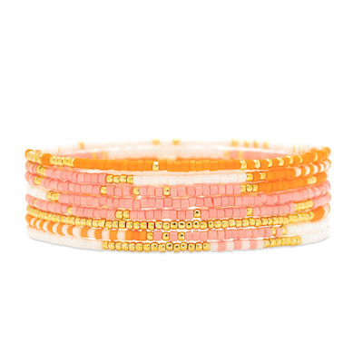 Mixed Seed Bead Gold Stretch Bracelets in Warm Breeze by Pura Vida