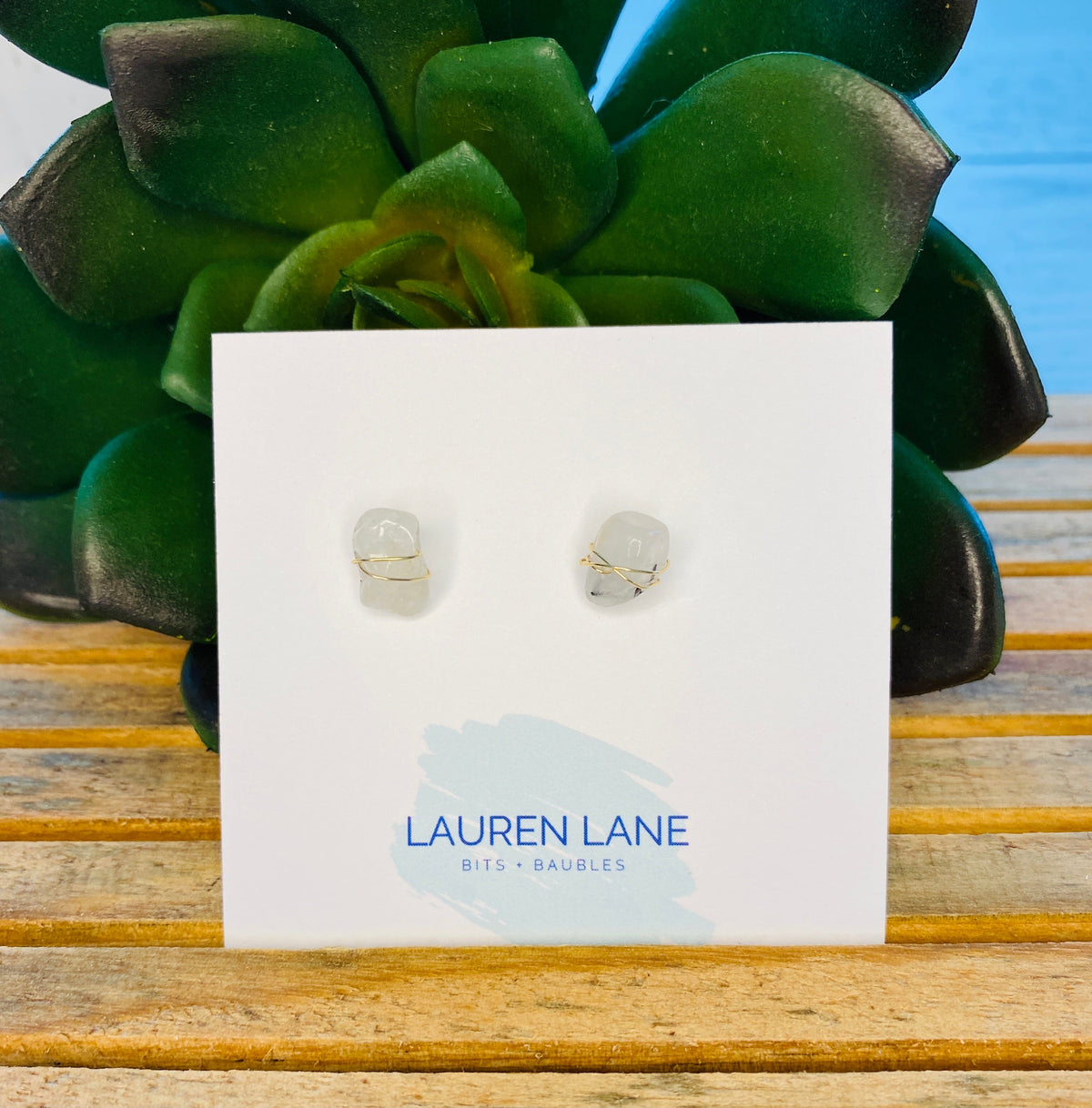 Kara Wire Wrapped Natural Stone Stud Earrings--Lemons and Limes Boutique