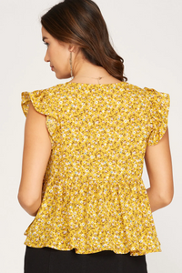 Flutter Sleeve Top in Sunflower-Lemons and Limes Boutique