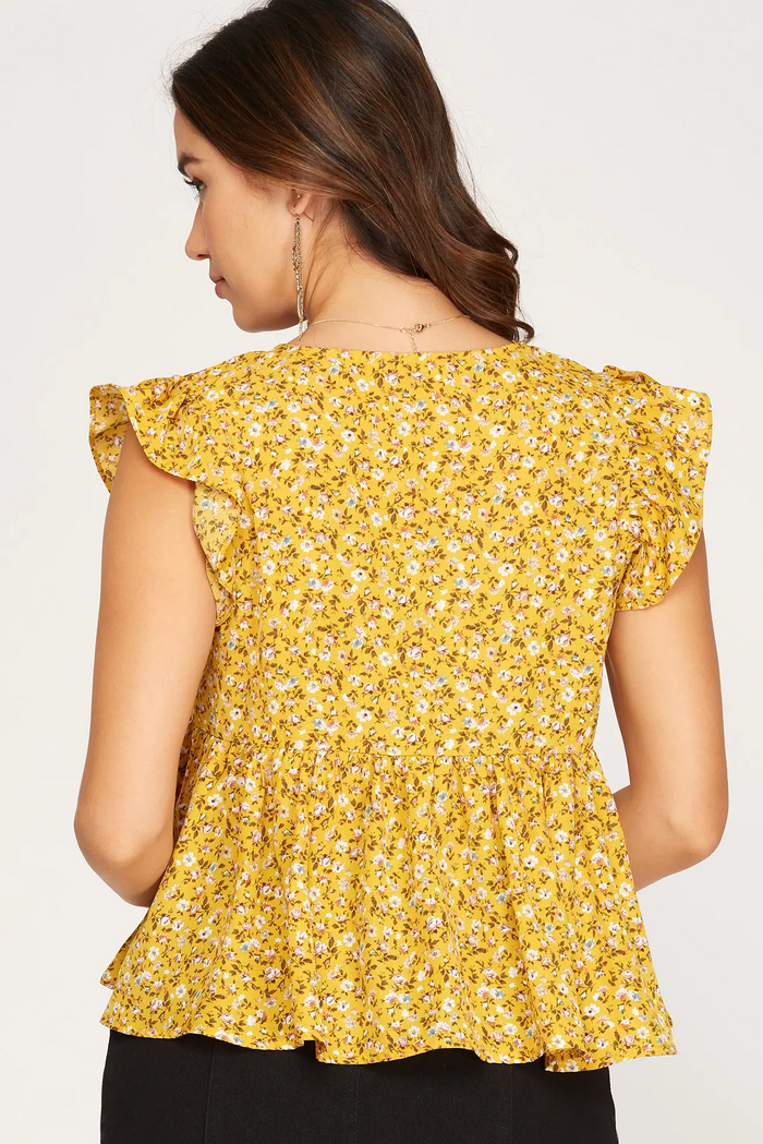 Flutter Sleeve Top in Sunflower-Lemons and Limes Boutique
