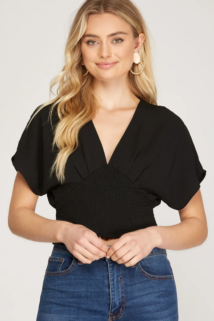 Drop Shoulder Top in Black-Lemons and Limes Boutique