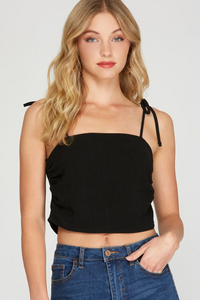 Linen Cami Top in Black-Lemons and Limes Boutique