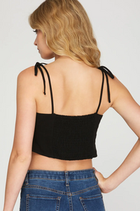 Linen Cami Top in Black-Lemons and Limes Boutique