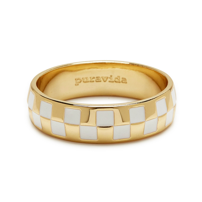 Checkerboard Ring in Gold Pura Vida--Lemons and Limes Boutique
