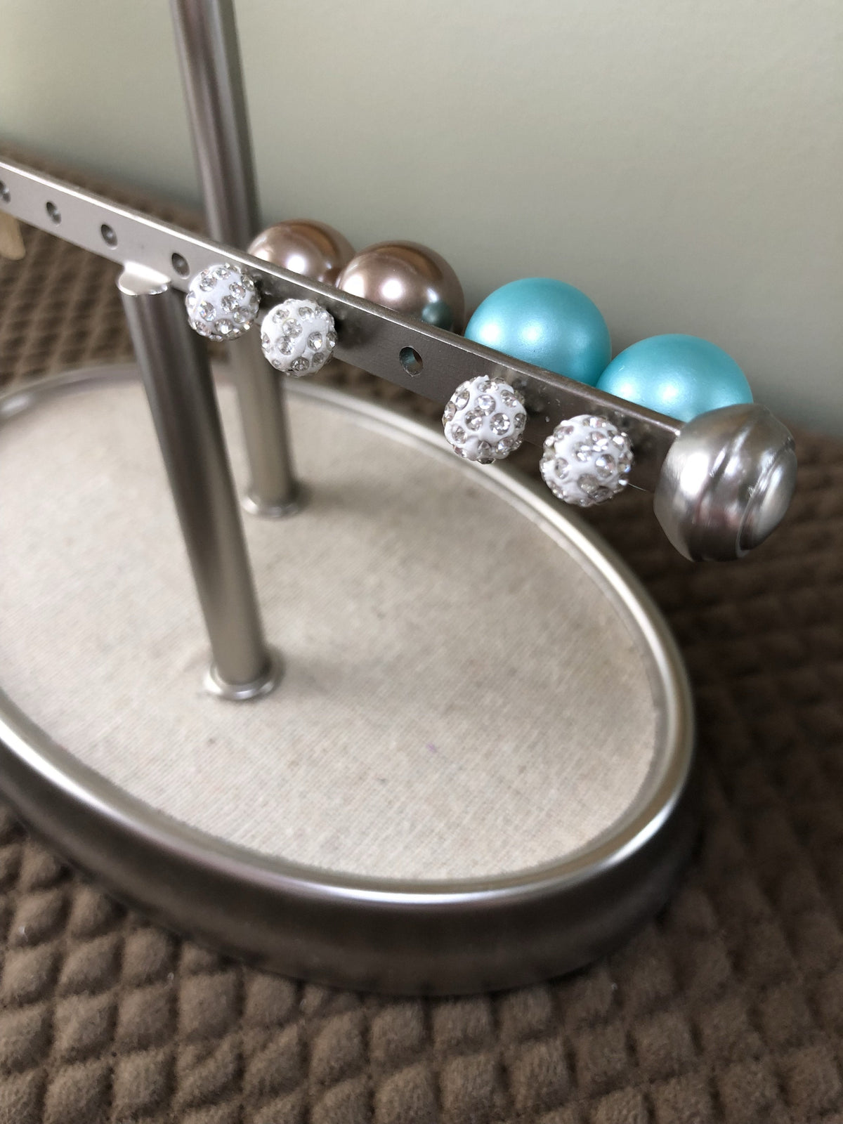 Pave and Pearl Double Stud Earrings-Stud Earrings-Lemons and Limes Boutique