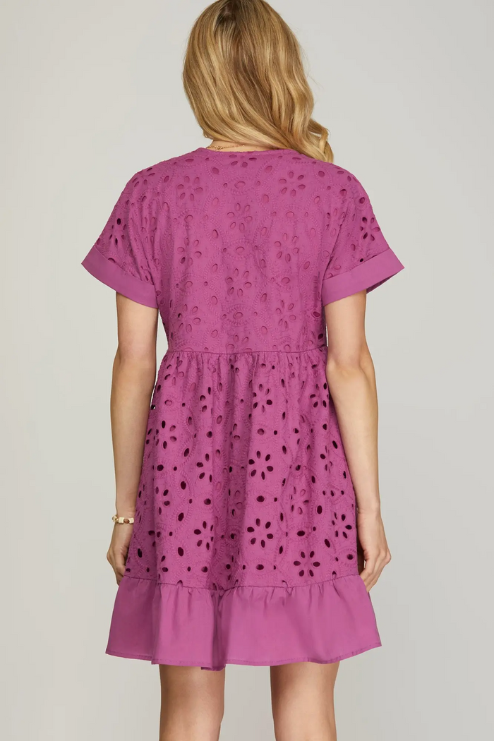 Drop Shouldered Dress in Magenta-Lemons and Limes Boutique