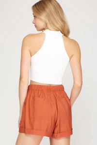 Woven Twill Shorts in Rust-Lemons and Limes Boutique